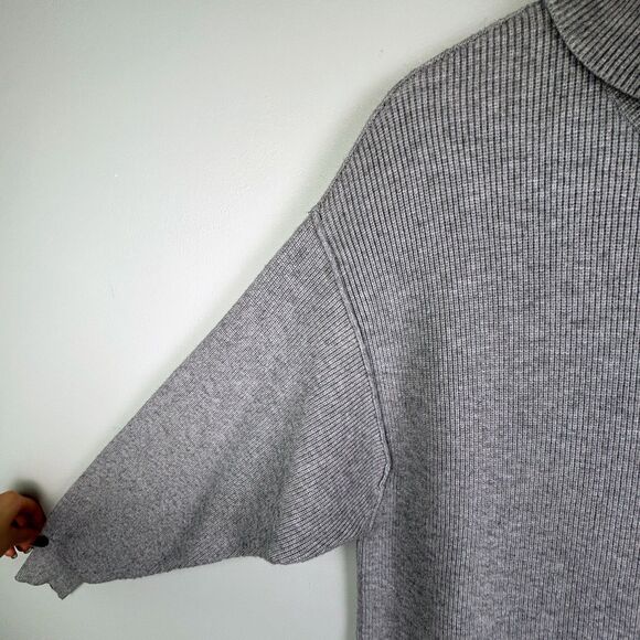 Free People Softly Structured Knit Tunic Sweater Knit Turtleneck Pullover Gray S - Picture 3 of 10